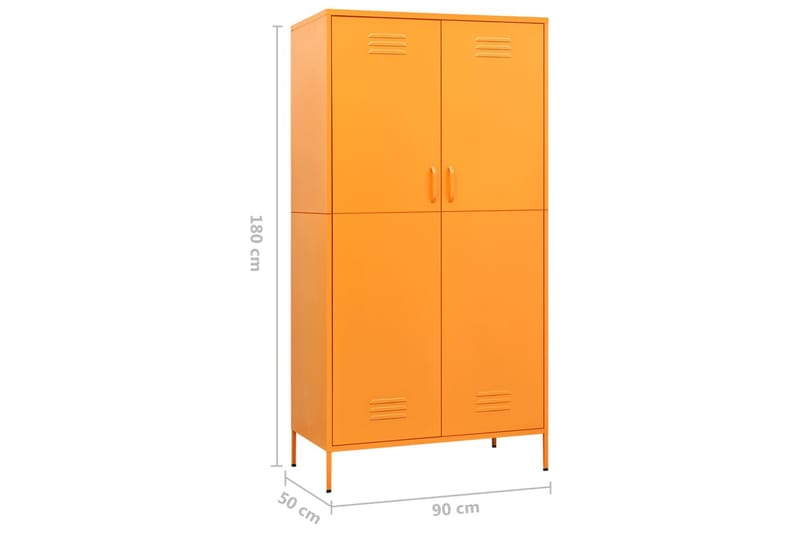 Vaatekaappi sinapinkeltainen 90x50x180 cm teräs - Keltainen - Säilytys - Vaatesäilytys - Vaatekaappi