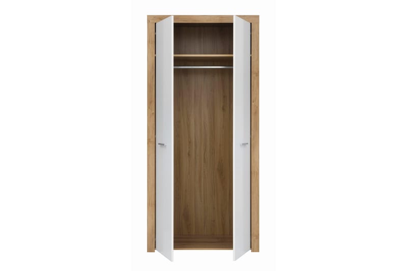 Vaatekaappi Sitar - Puu/Luonnonväri/Valkoinen - Säilytys - Vaatesäilytys - Vaatekaappi