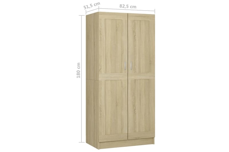 Vaatekaappi Sonoma-tammi 82,5x51,5x180 cm lastulevy - Säilytys - Vaatesäilytys - Vaatekaappi