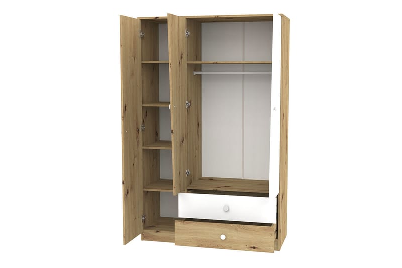 Vaatekaappi Staton 120 cm - Luonnonväri/Valkoinen - Säilytys - Vaatesäilytys - Vaatekaappi