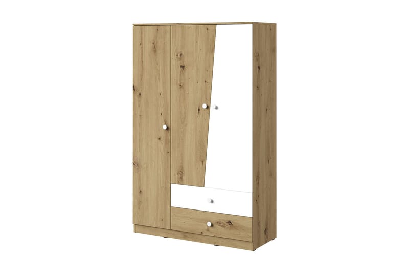 Vaatekaappi Staton 120 cm - Luonnonväri/Valkoinen - Säilytys - Vaatesäilytys - Vaatekaappi
