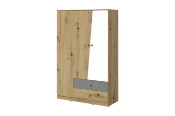 Vaatekaappi Staton 120 cm - Luonnonväri/Valkoinen/Harmaa - Säilytys - Vaatesäilytys - Vaatekaappi