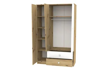 Vaatekaappi Staton 120 cm - Luonnonväri/Valkoinen/Harmaa - Säilytys - Vaatesäilytys - Vaatekaappi