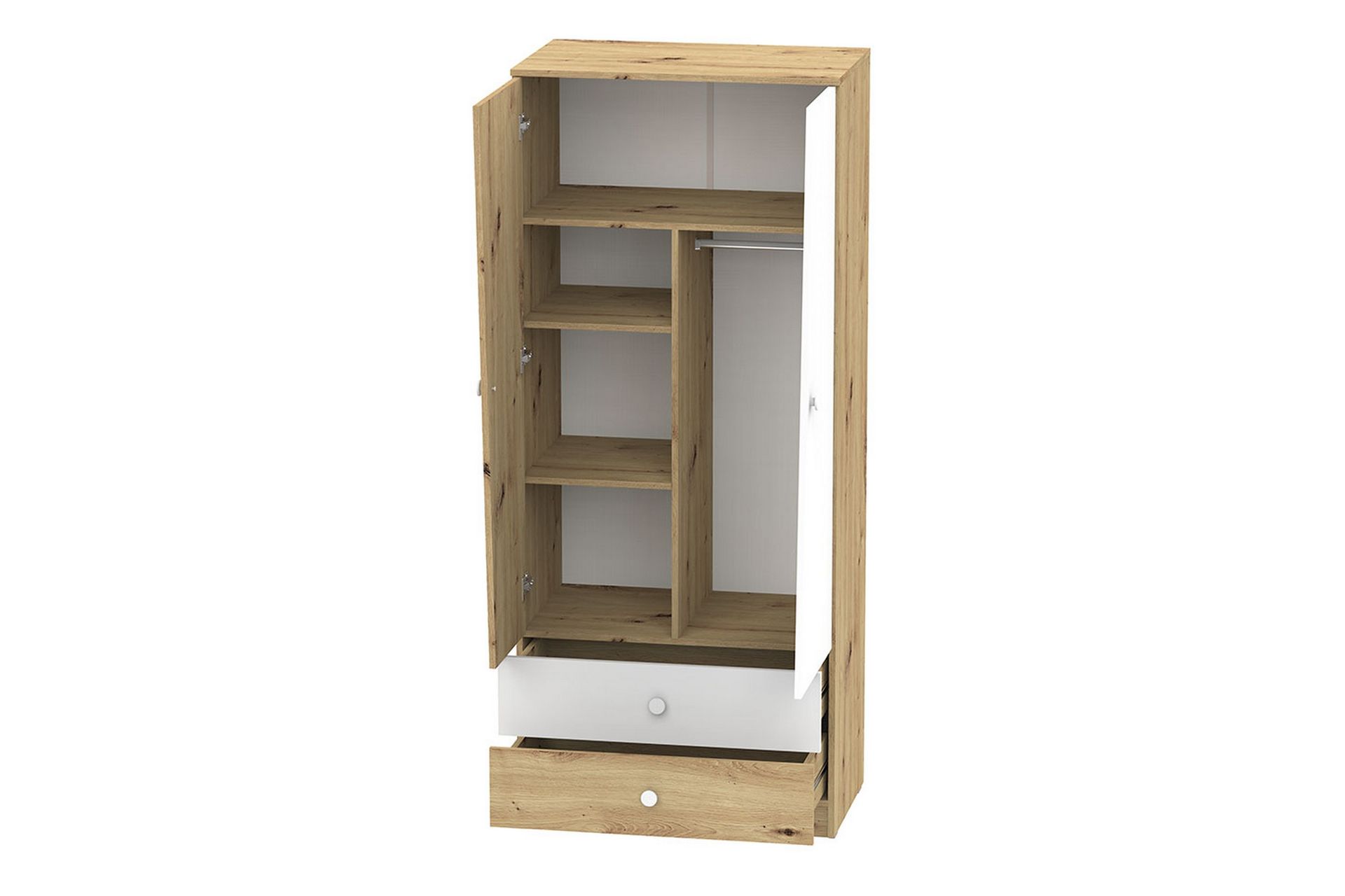 Vaatekaappi Staton 80 cm - Luonnonväri/Valkoinen - Säilytys - Vaatesäilytys - Vaatekaappi
