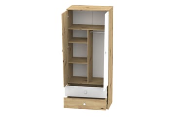 Vaatekaappi Staton 80 cm - Luonnonväri/Valkoinen - Säilytys - Vaatesäilytys - Vaatekaappi