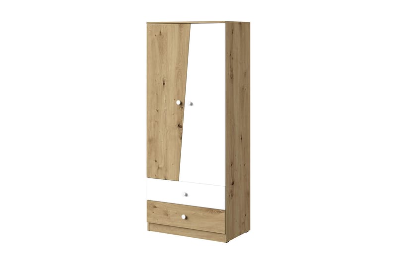 Vaatekaappi Staton 80 cm - Luonnonväri/Valkoinen - Säilytys - Vaatesäilytys - Vaatekaappi