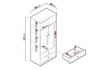 Vaatekaappi Staton 80 cm - Luonnonväri/Valkoinen - Säilytys - Vaatesäilytys - Vaatekaappi