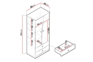 Vaatekaappi Staton 80 cm - Luonnonväri/Valkoinen - Säilytys - Vaatesäilytys - Vaatekaappi