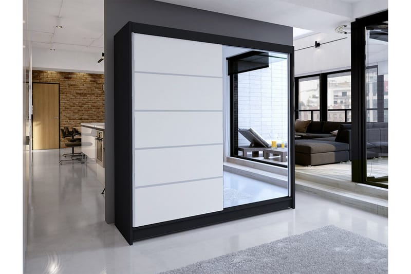 Vaatekaappi Talin 58x180 cm - Musta/Valkoinen - Säilytys - Vaatesäilytys - Vaatekaappi