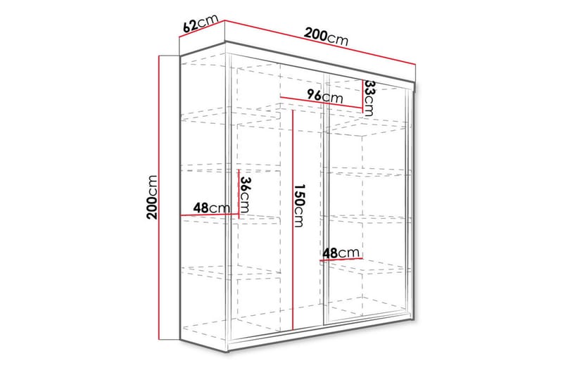 Vaatekaappi Top 200x62x200 cm - Ruskea/Puu/Luonnonväri - Säilytys - Vaatesäilytys - Vaatekaappi