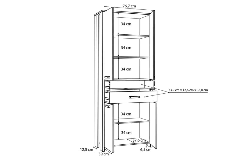 Vaatekaappi Trevorton 87x221 cm - Ruskea / Harmaa - Vaatekaappi