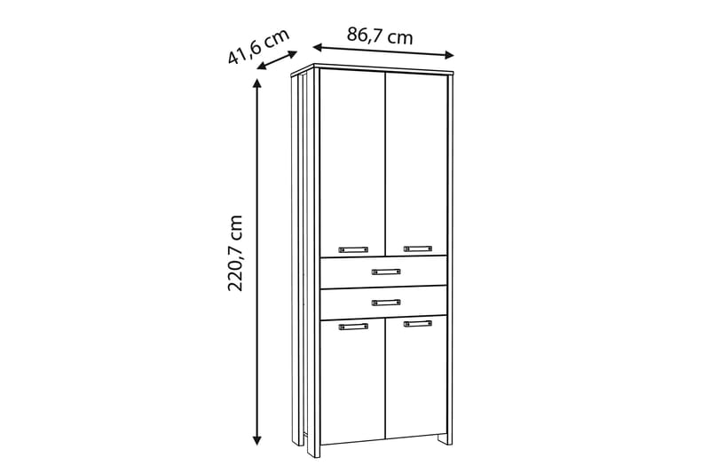 Vaatekaappi Trevorton 87x221 cm - Ruskea / Harmaa - Vaatekaappi