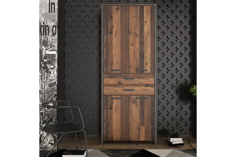 Vaatekaappi Trevorton 87x221 cm - Ruskea / Harmaa - Säilytys - Vaatesäilytys - Vaatekaappi