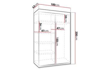 Vaatekaappi Trissma Peilillä ja LED-valaistus Sininen 100 cm - Tumma Saarni - Säilytys - Vaatesäilytys - Vaatekaappi