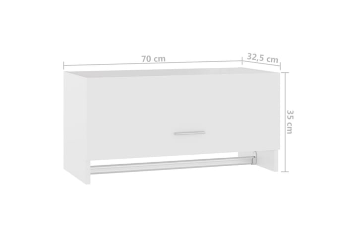 Vaatekaappi valkoinen 70x32,5x35 cm lastulevy - Vaatekaappi