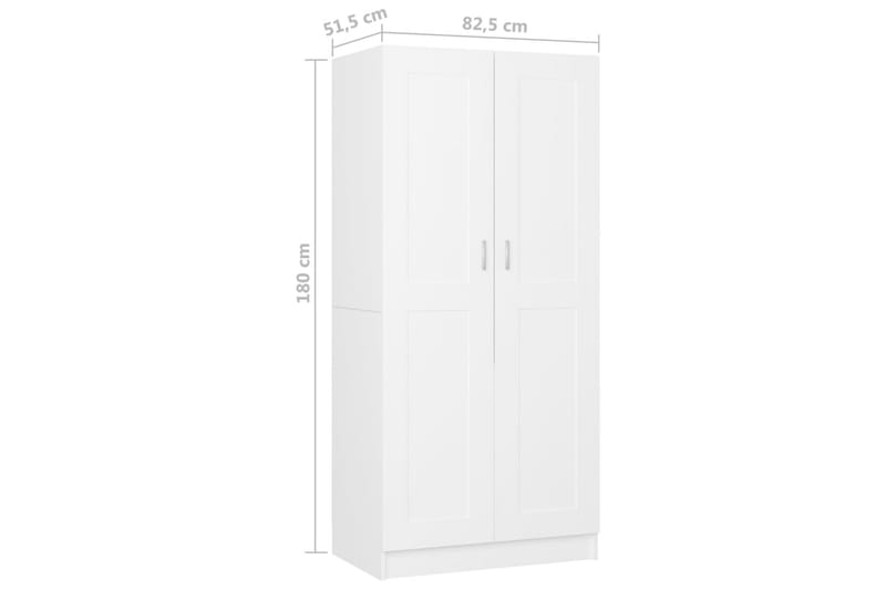 Vaatekaappi valkoinen 82,5x51,5x180 cm lastulevy - Säilytys - Vaatesäilytys - Vaatekaappi