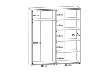 Vaatekaappi Velingrad 62x171 cm - Harmaa - Säilytys - Vaatesäilytys - Vaatekaappi