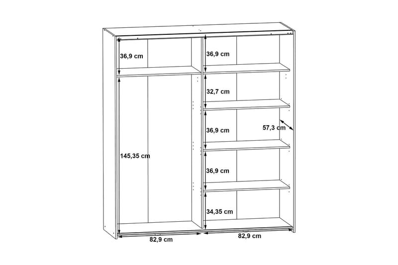 Vaatekaappi Velingrad 62x171 cm - Harmaa - Säilytys - Vaatesäilytys - Vaatekaappi
