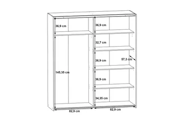 Vaatekaappi Velingrad 62x171 cm - Harmaa - Säilytys - Vaatesäilytys - Vaatekaappi