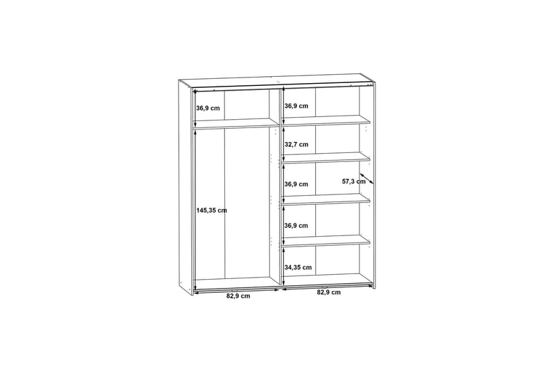Vaatekaappi Velingrad 62x171 cm - Ruskea/Musta - Säilytys - Vaatesäilytys - Vaatekaappi