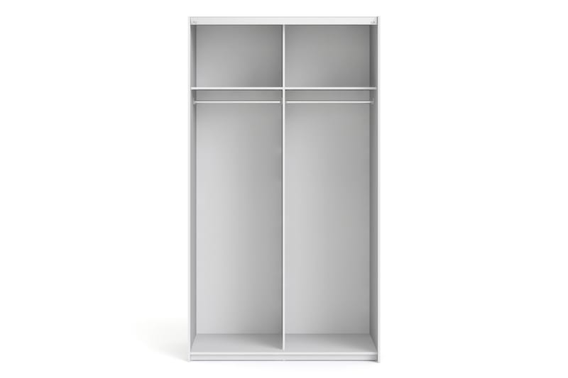 Vaatekaappi Verona 122 cm 2 k.kiilto ovea 2 hyllyä Valkoinen - Tvilum - Säilytys - Vaatesäilytys - Vaatekaappi