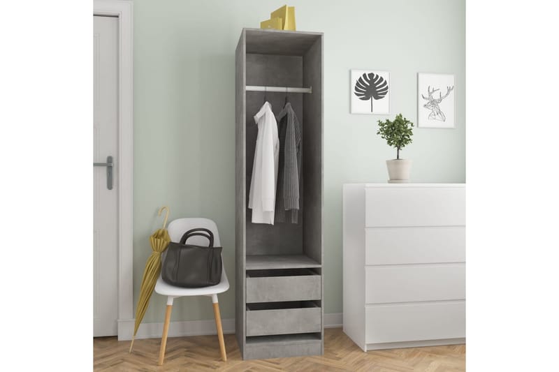 Vaatekaappi vetolaatikoilla betoninharmaa 50x50x200cm - Harmaa - Säilytys - Vaatesäilytys - Vaatekaappi
