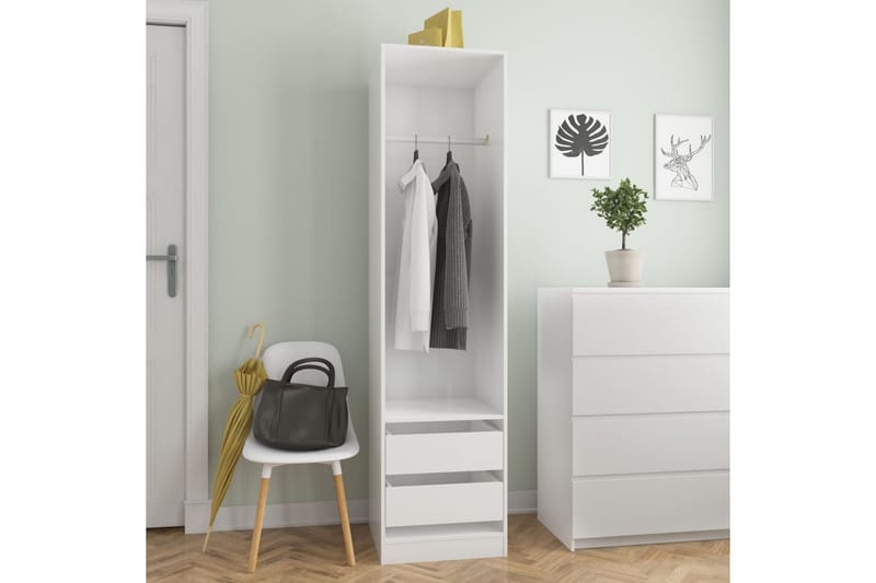 Vaatekaappi vetolaatikoilla valkoinen 50x50x200 cm lastulevy - Valkoinen - Säilytys - Vaatesäilytys - Vaatekaappi