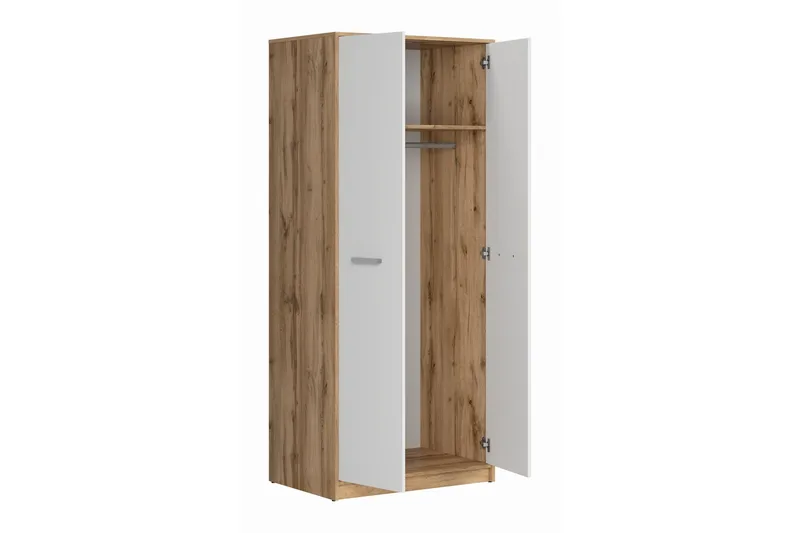 Vaatekaappi Viella - Puu/Luonnonväri/Valkoinen - Säilytys - Vaatesäilytys - Vaatekaappi