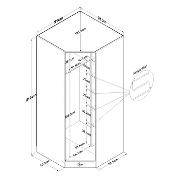 Vaatekaappi Wallxpert Gala Shelf (91 x 210 x 57,5 cm) Valkoinen - Valkoinen - Säilytys - Vaatesäilytys - Vaatekaappi - Kulmavaatekaappi