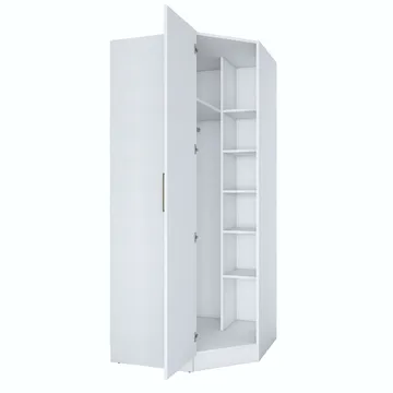 Vaatekaappi Wallxpert Gala Shelf (91 x 210 x 57,5 cm) Valkoinen - Valkoinen - Säilytys - Vaatesäilytys - Vaatekaappi - Kulmavaatekaappi