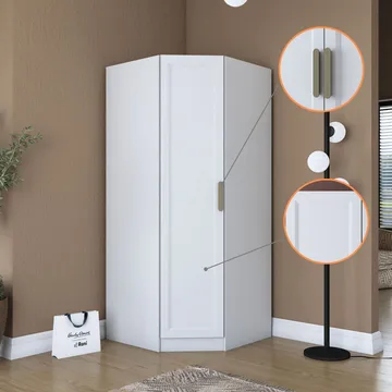 Vaatekaappi Wallxpert Gala Shelf (91 x 210 x 57,5 cm) Valkoinen - Valkoinen - Säilytys - Vaatesäilytys - Vaatekaappi - Kulmavaatekaappi