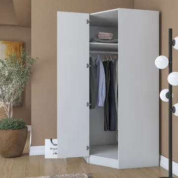 Vaatekaappi Wallxpert Gala Shelf (91 x 210 x 57,5 cm) Valkoinen - Valkoinen - Säilytys - Vaatesäilytys - Vaatekaappi - Kulmavaatekaappi