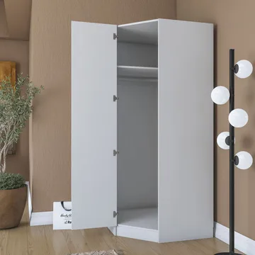 Vaatekaappi Wallxpert Gala Shelf (91 x 210 x 57,5 cm) Valkoinen - Valkoinen - Säilytys - Vaatesäilytys - Vaatekaappi - Kulmavaatekaappi