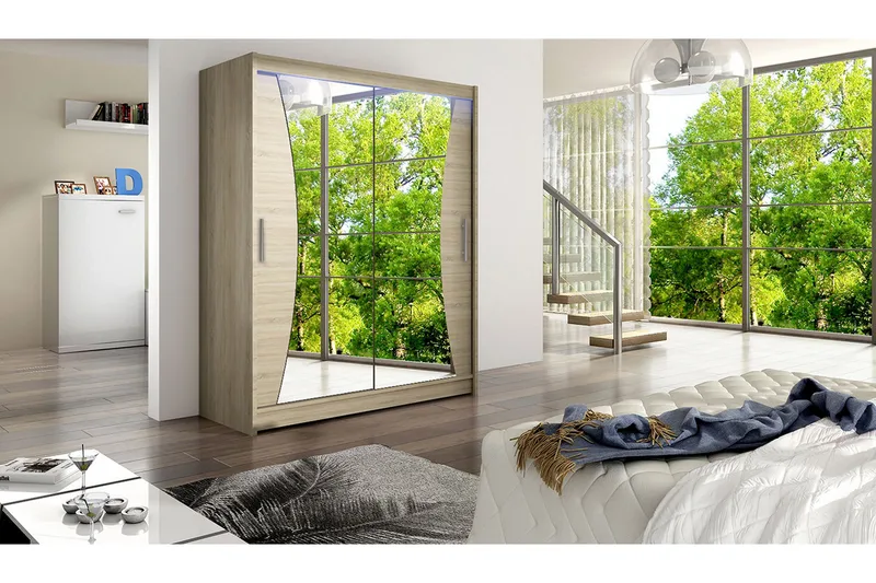 Vaatekaappi Westa 150x58x200 cm - Beige/Valkoinen - Säilytys - Vaatesäilytys - Vaatekaappi