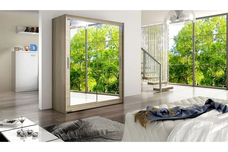 Vaatekaappi Westa 150x58x200 cm - Beige/Valkoinen - Säilytys - Vaatesäilytys - Vaatekaappi