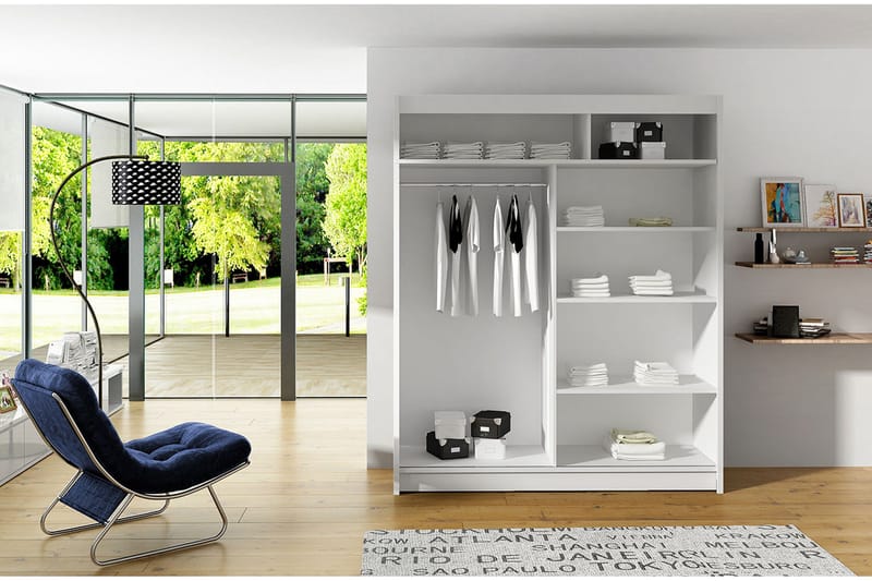 Vaatekaappi Westa 150x58x200 cm - Beige/Valkoinen - Säilytys - Vaatesäilytys - Vaatekaappi