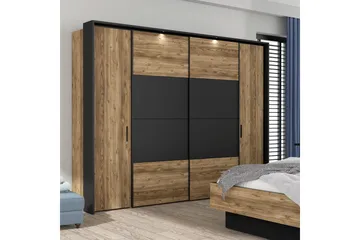Vaatekaappi Yundola 62x280 cm - Ruskea/Musta - Säilytys - Vaatesäilytys - Vaatekaappi