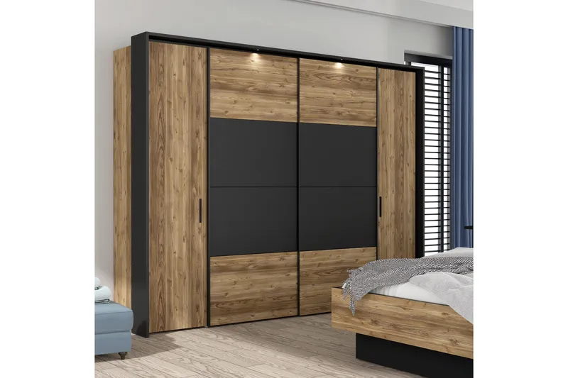 Vaatekaappi Yundola 62x280 cm - Ruskea/Musta - Säilytys - Vaatesäilytys - Vaatekaappi