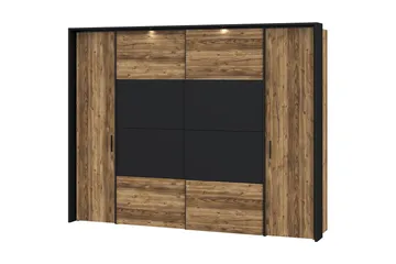 Vaatekaappi Yundola 62x280 cm - Ruskea/Musta - Säilytys - Vaatesäilytys - Vaatekaappi