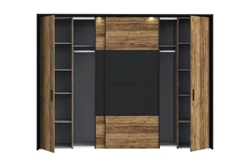 Vaatekaappi Yundola 62x280 cm - Ruskea/Musta - Säilytys - Vaatesäilytys - Vaatekaappi
