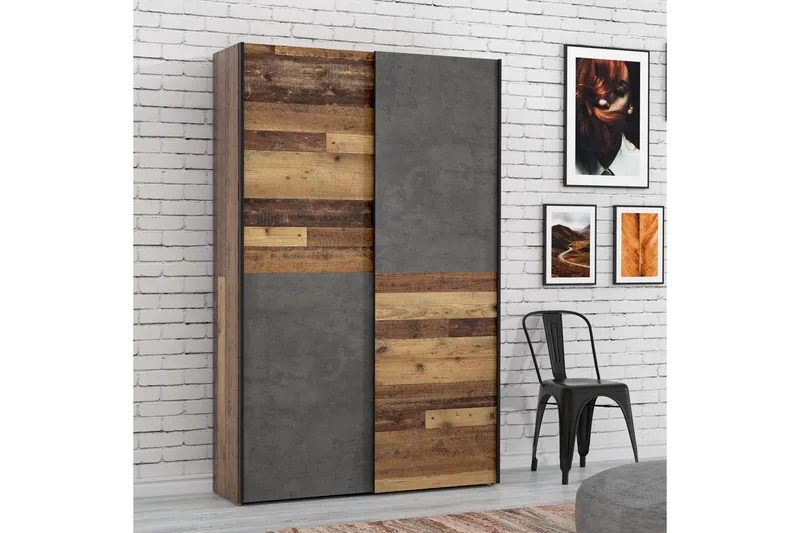 Vaatekaappi Zlatograd 42x120 cm, Luonnonväri/Tummanharmaa