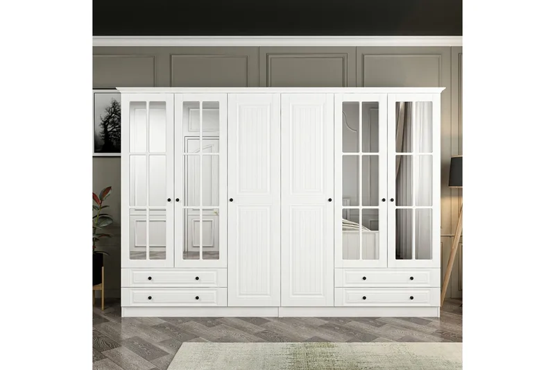 Vaatekaappi peilillä Cambrian, Valkoinen