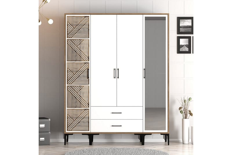 Vaatekaappi peilillä Cambrian, Valkoinen/Ruskea