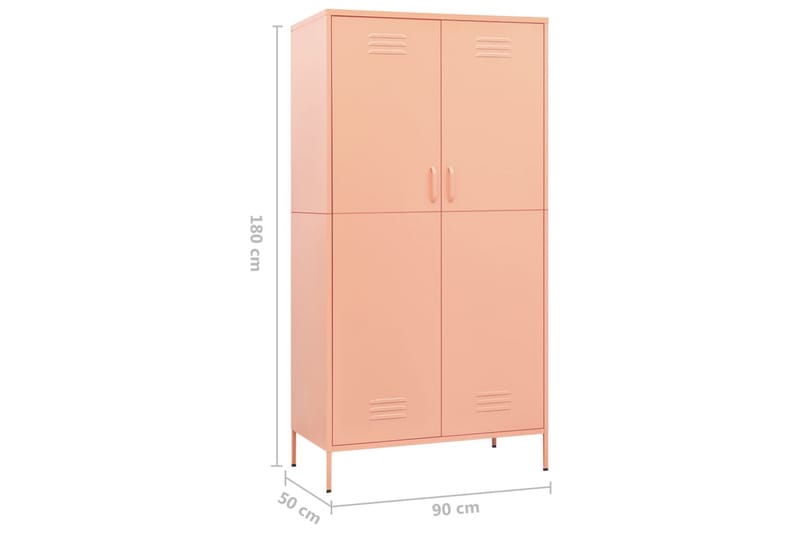 Vaatekaappi pinkki 90x50x180 cm teräs - Säilytys - Vaatesäilytys - Vaatekaappi