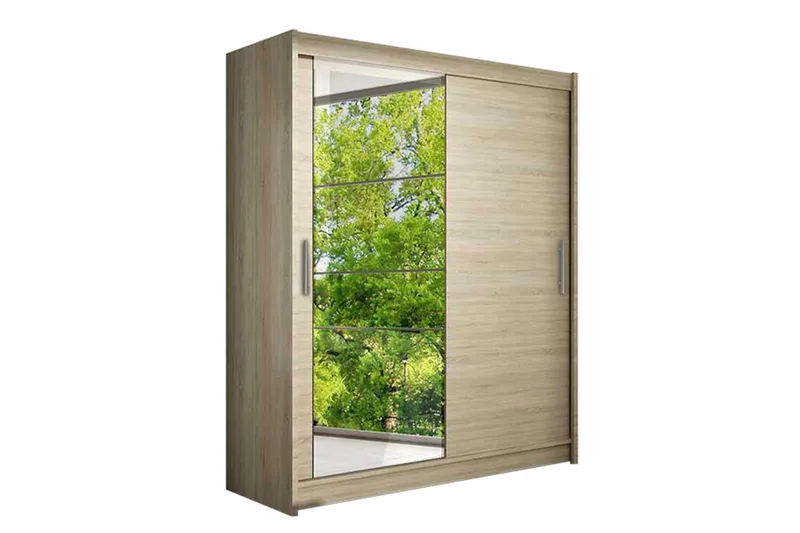 Vaatekaappi Presto 150 cm liukuovet Peili, Tammi