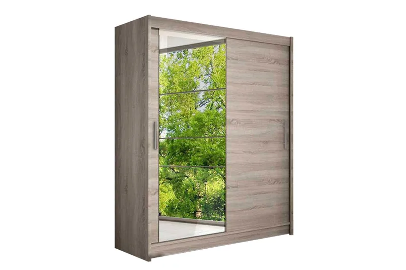 Vaatekaappi Presto liukuovet Peili - Tammi - Säilytys - Vaatesäilytys - Vaatekaappi