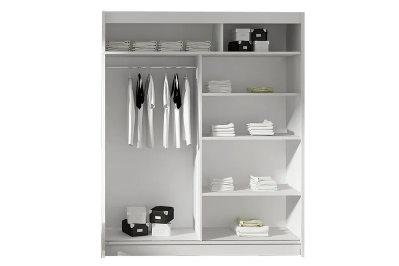 Vaatekaappi Presto 150 cm liukuovet Kaareva Peili - Valkoinen - Säilytys - Vaatesäilytys - Vaatekaappi