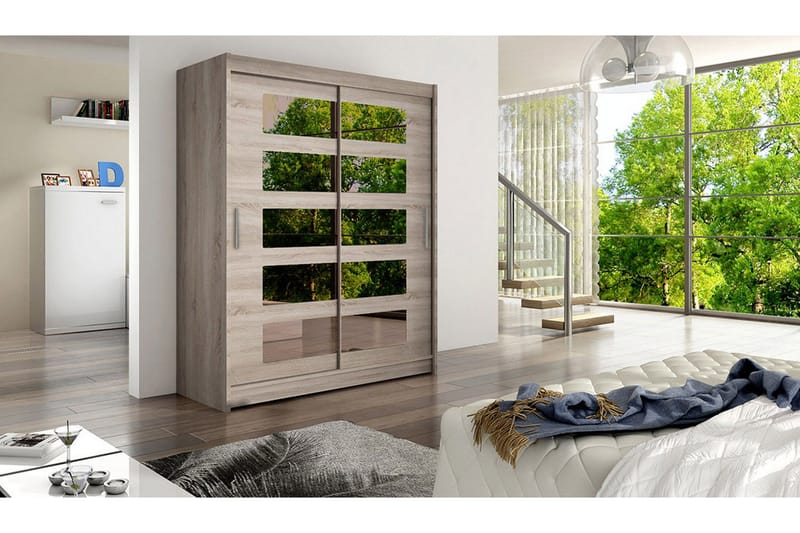 Vaatekaappi Presto liukuovet 5-osainen Peili - Tammi - Säilytys - Vaatesäilytys - Vaatekaappi