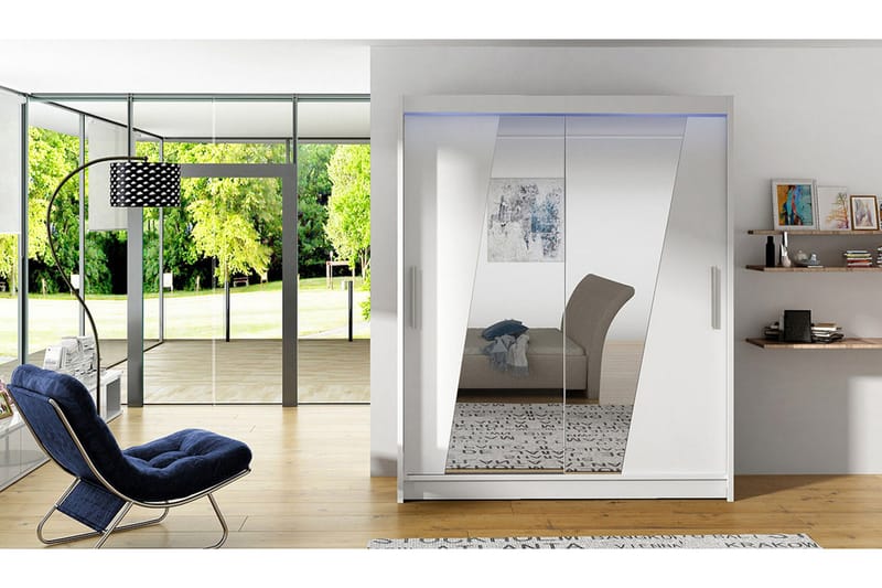 Vaatekaappi Presto + LED - Valkoinen - Säilytys - Vaatesäilytys - Vaatekaappi