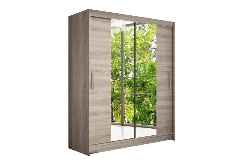 Vaatekaappi Presto 150 cm liukuovet Kapea Peili, Tammi